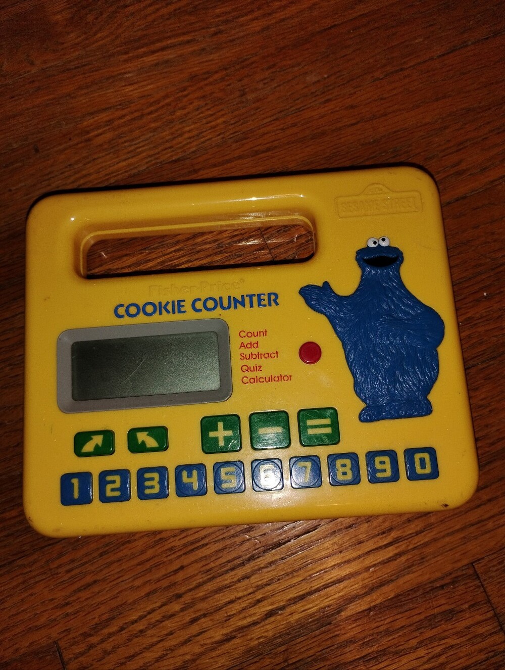 Fisher-Price Yellow Cookie Counter Toy with Blue Cookie Monster Vintage 1985